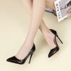 Black Patent Leather Side Air Pointed Toe Red Rubber Bottom Women High Heels Party Shoes Sexy Ladies Dress Stiletto Pumps 44 45