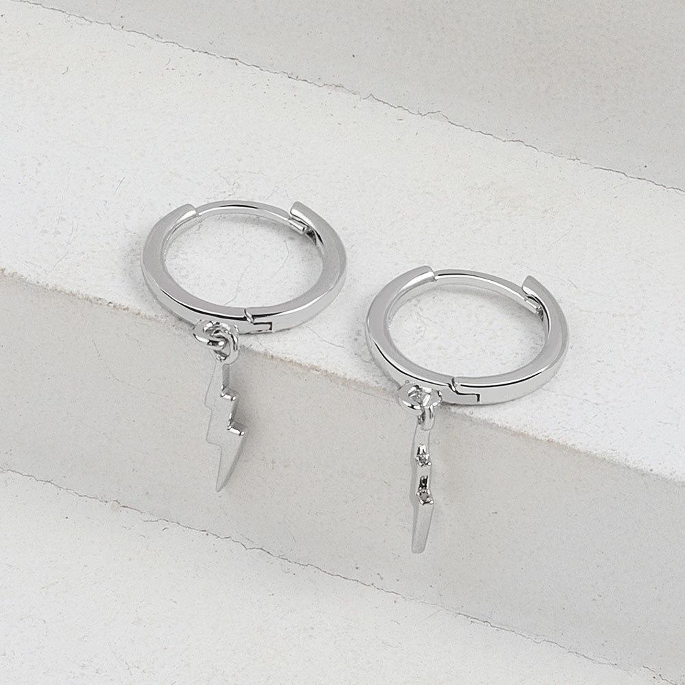 S925 Silver Diamond Stud Earrings For Women Sweet Cute Little Lightning Bolt Personality Creative Fashion Jewelry