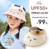 Kids' Summer Sun Hat: Breathable, UV-Protection, Large Brim, Cute Cartoon Design, Topless.