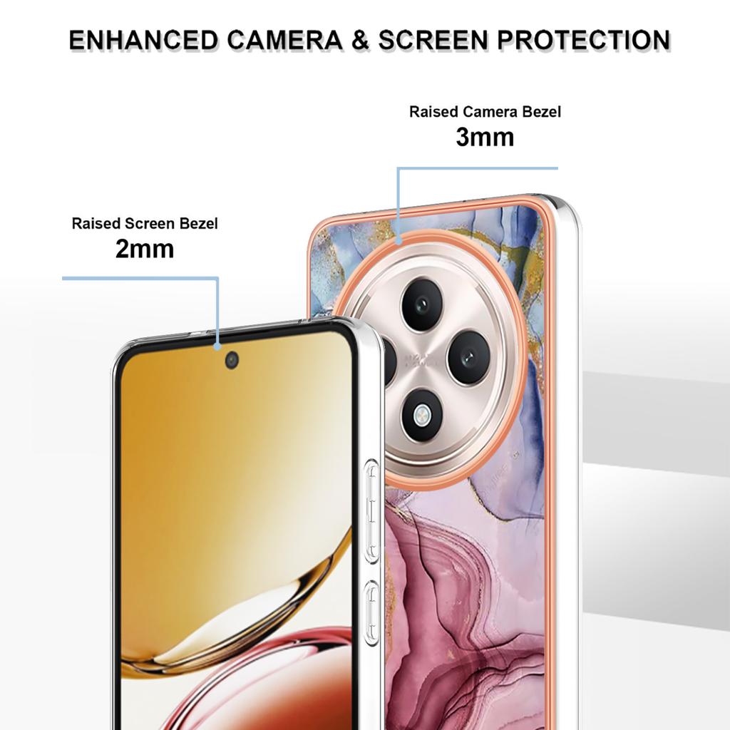 For Oppo Reno12 F 4G/Oppo Reno12 F 5G TPU Case Marble Pattern 2.0mm Electroplating Phone Back Cover