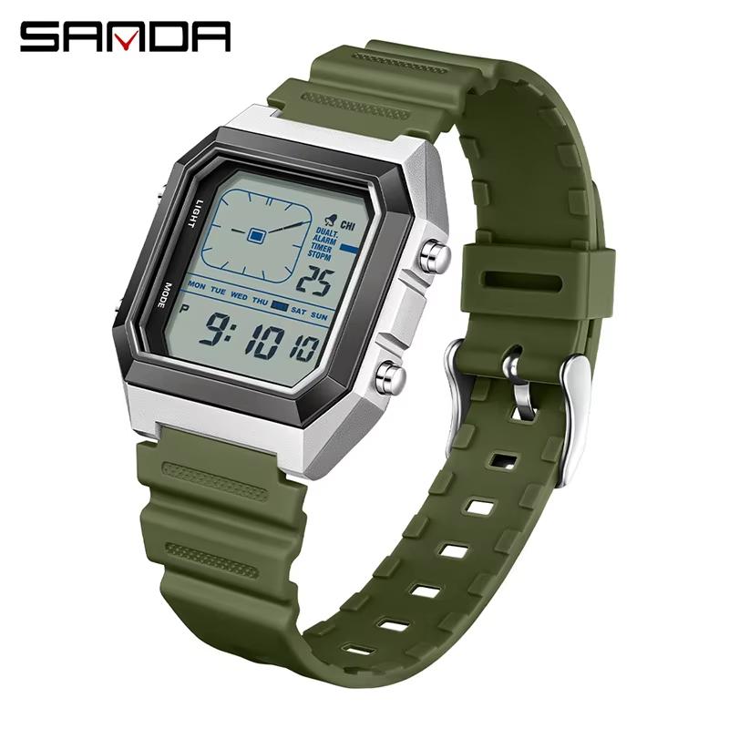 SANDA 6307 Новые мужские цифровые многофункциональные часы с подсветкой, таймером, календарем, для активного отдыха, водонепроницаемые, студенческие, электронные часы Reloj