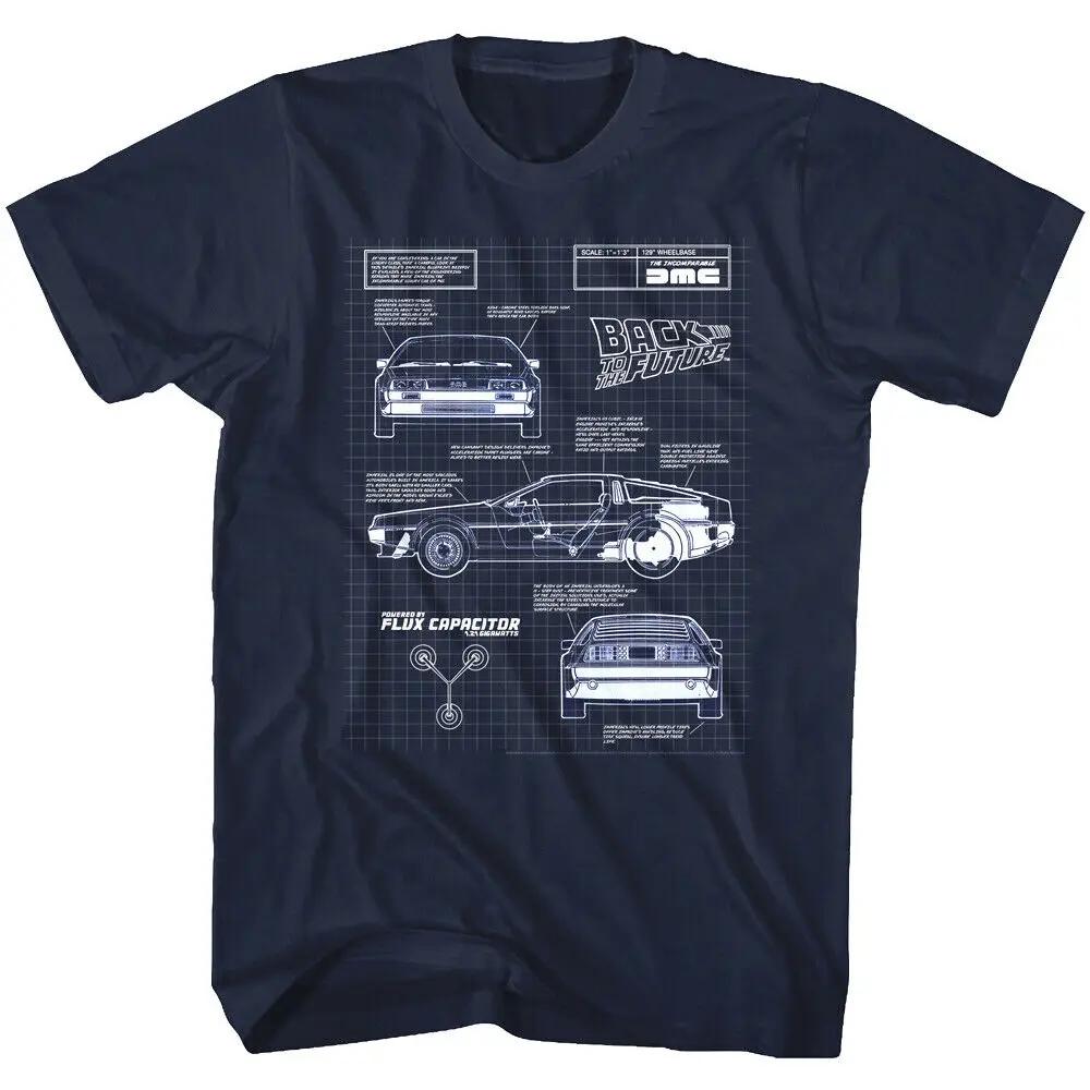SciFi Film Back To The Future Time Machine Blueprint TShirt 100 Cotton ONeck Short Sleeve Casual Mens Tshirt Size S3XL