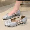 Fashion Summer Hollow Women's Sandals Pleated Heeled Woman Shoes Designer Elegant Summer Pumps 2025 New Casual Shoes Sandalias De Mujer