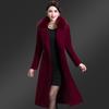 Women's Mid-Length Woolen Coat with Fox Fur Collar - Korean Style for Autumn & Winter