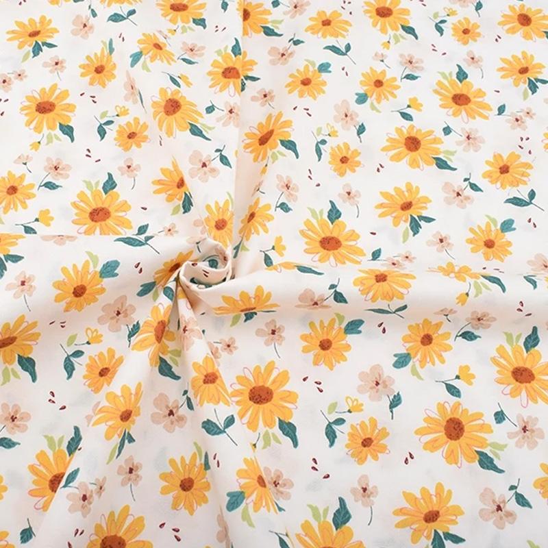 8 шт. Лоскутная ткань DIY Швейный Квилтинговый материал 25x25 см Желтый с принтом 20x25 см Саржевое переплетение Цветочная серия Хлопковая ткань