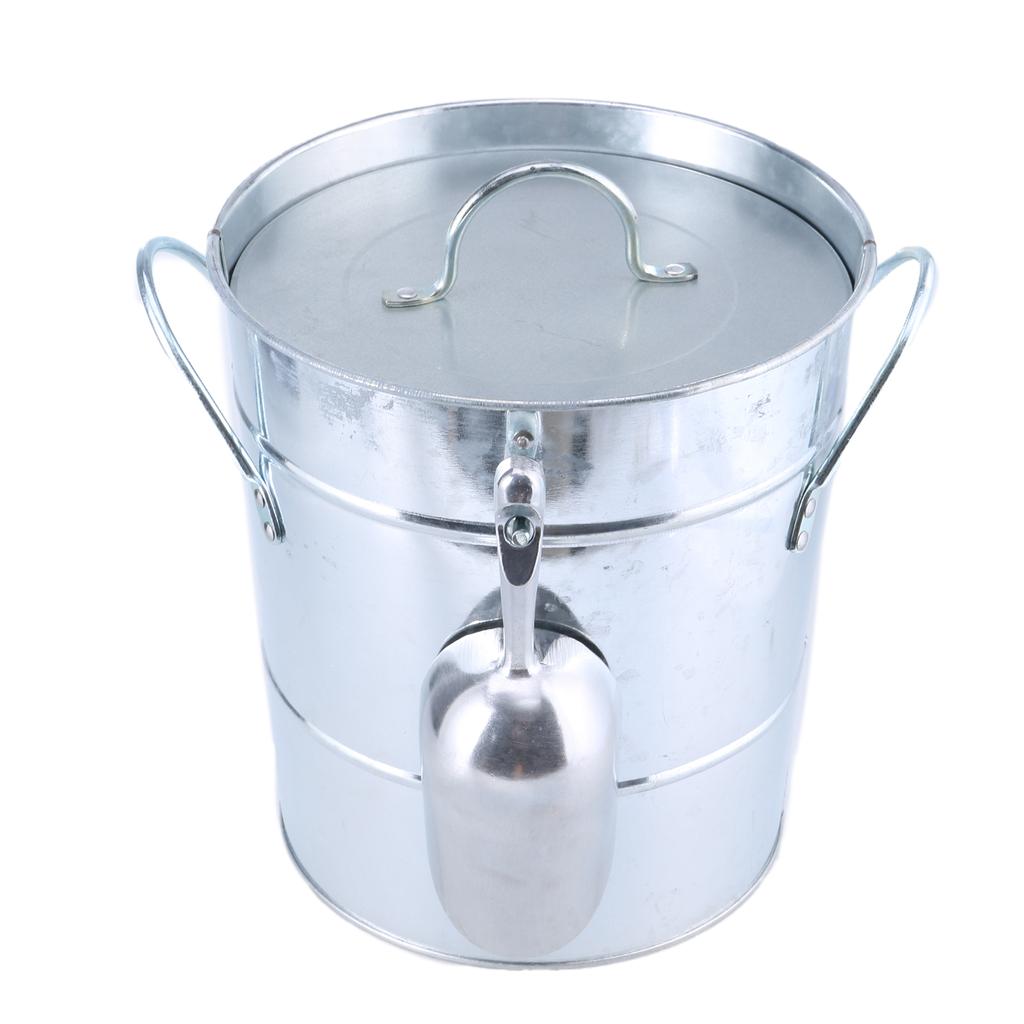 Ice Bucket with Scoop and Lid Metal Drink Coolers Wine Bucket Chiller Beverage Tub for Parities, Camping, Outdoor Bar