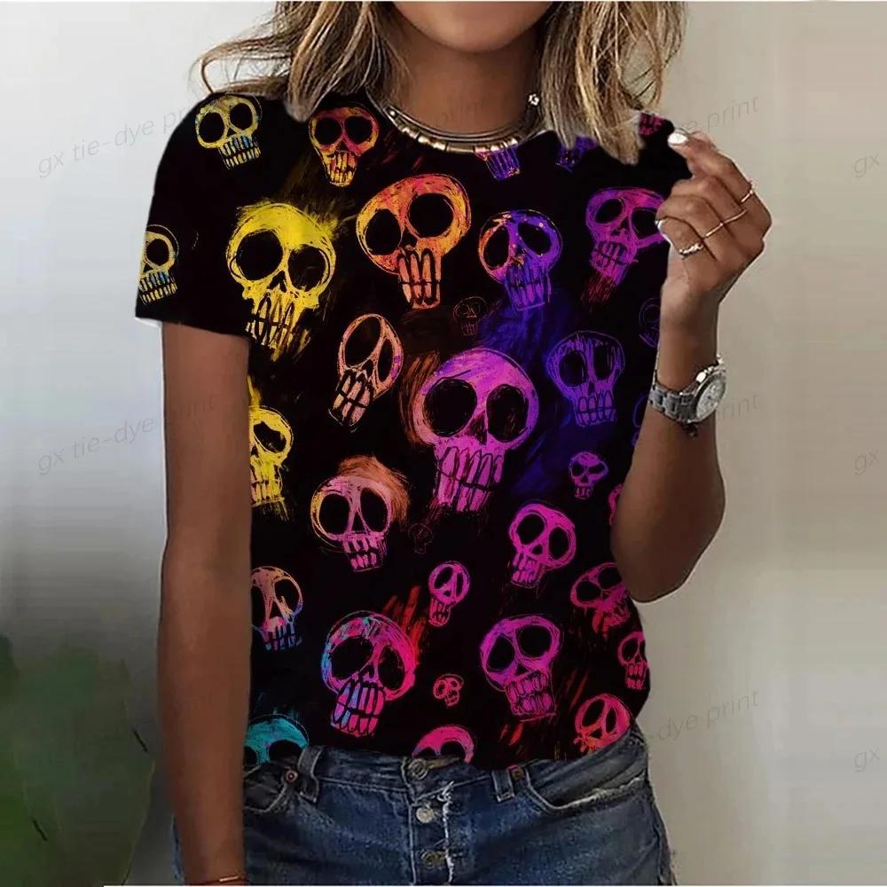 2024 Top Mexican-style Death Skull 3d Printed Painted Women's Shirt Breathable Street Chic Casual Style Short Sleeve T