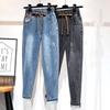 Эластичные джинсовые брюки с высокой талией, женские узкие женские джинсы, шаровары больших размеров