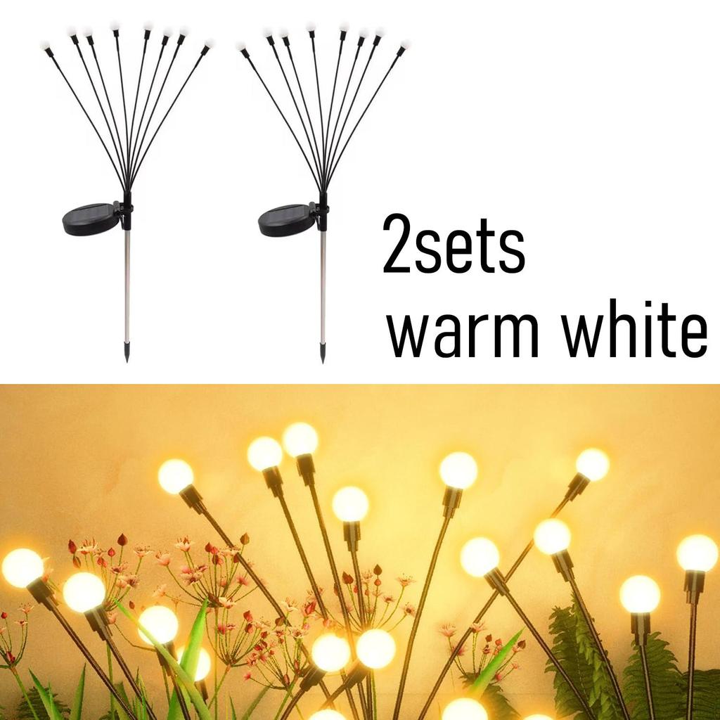 2 упаковки солнечных рождественских гирлянд для сада, 8 светодиодных светлячков, газонное освещение теплого белого цвета RGB для украшения двора, патио, дорожки