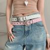 Y2K Lace Belt PU Leather Women Waistband Trend Rhinestone Belt  Jeans Accessories