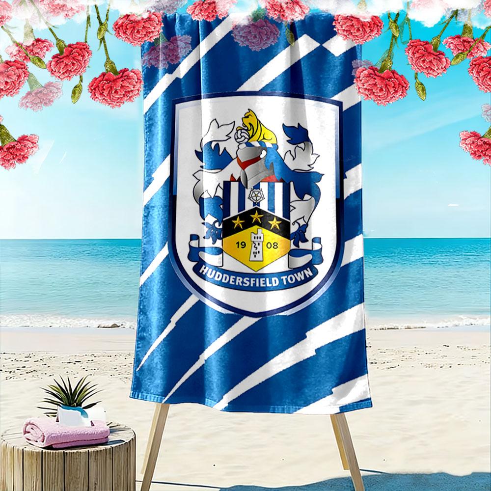 Huddersfield Town Football Club Logo Patterned beach towel quick dry perfect for travel outdoor sports jogging the beach and swimming