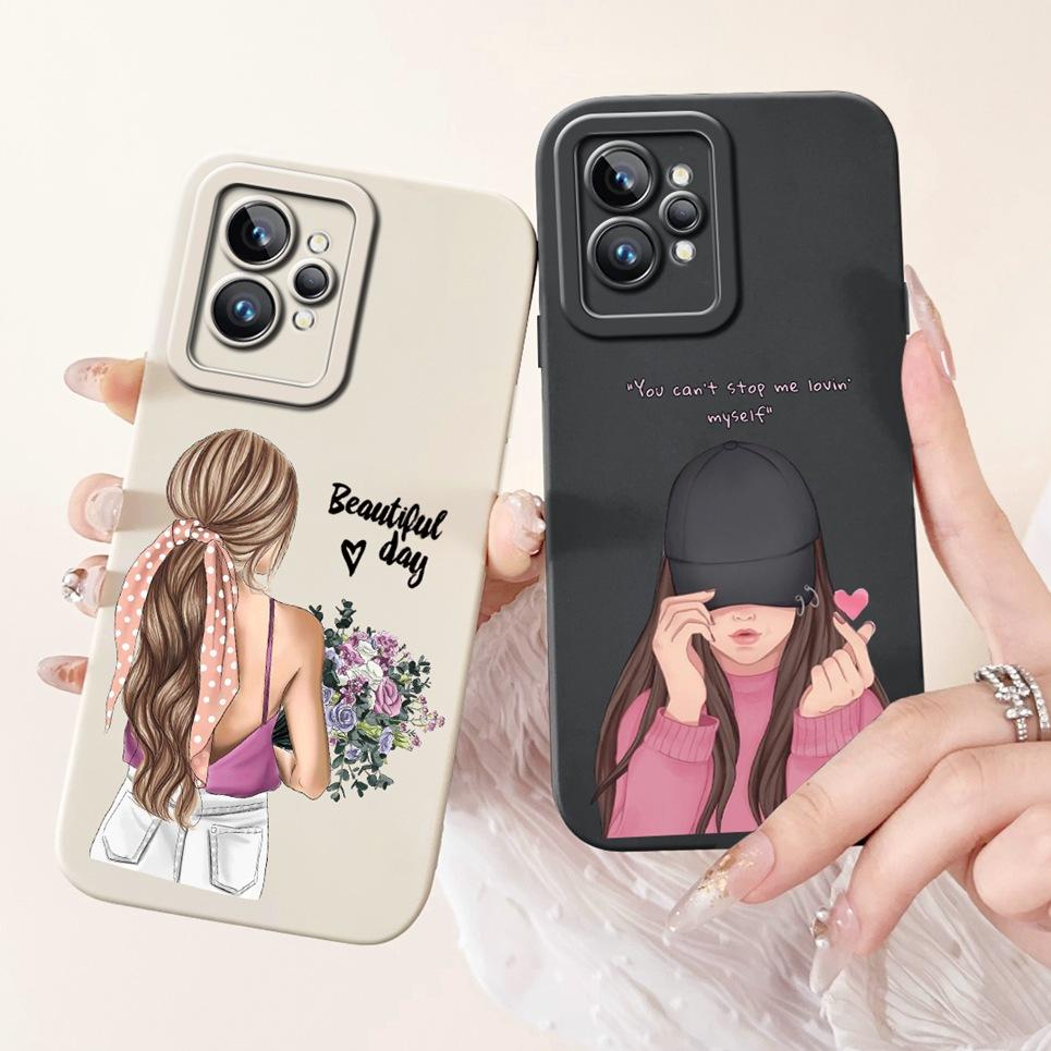Девочковый чехол-сердечко для Realme GT2 Pro Чехол Realme GT Neo2 GT2 GT Neo 3T Funda Мягкий матовый силикон Защитная крышка для объектива Capa