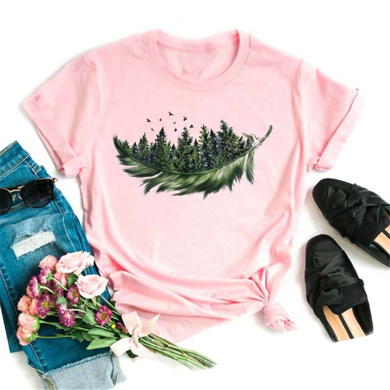 Модная женская футболка с забавным принтом бабочки и пера, футболка, летние топы с коротким рукавом, футболка, женские футболки с перьями