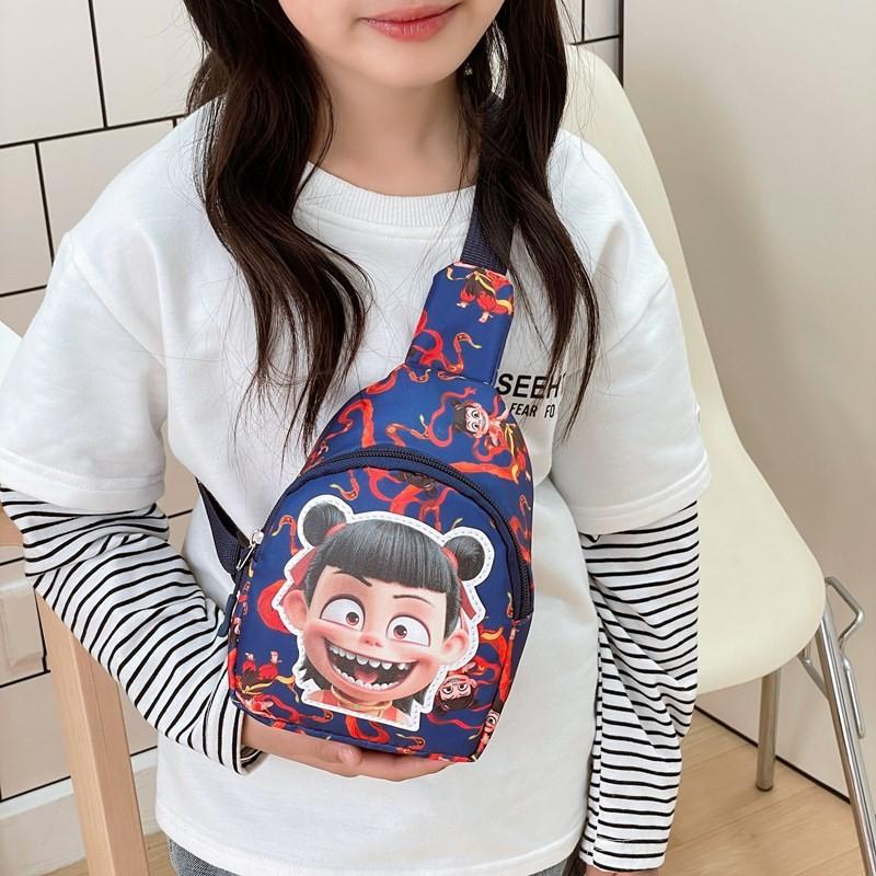 Cartoon Ne Zha Printed Shoulder Chest Bags Anime Peripheral Children Wallet