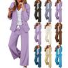 Women 2 Pieces Elegant Slim Fit Jacket Formal  Work Pant Lapel Coat Set