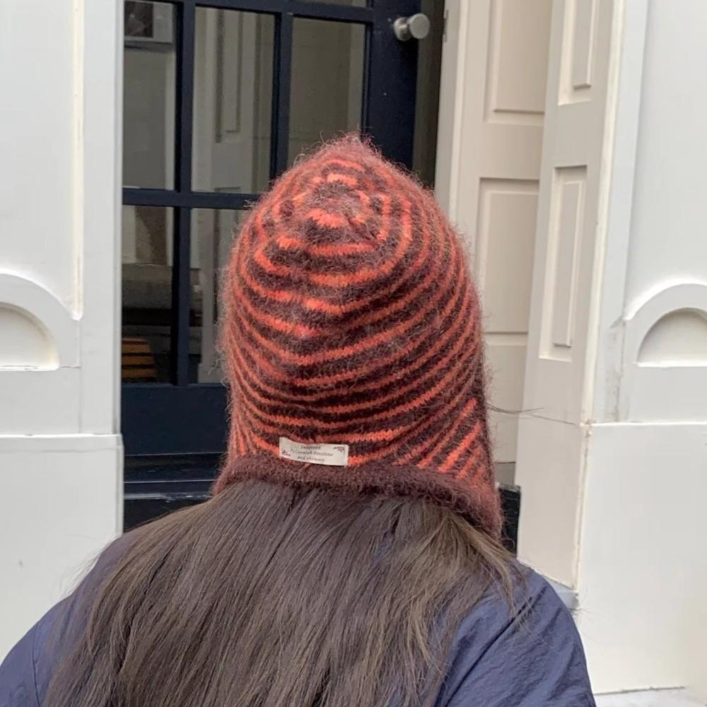 Striped Knitted Hat Windproof Baggy Beanie Hat Fashion Striped Balaclava for Outdoor Ski