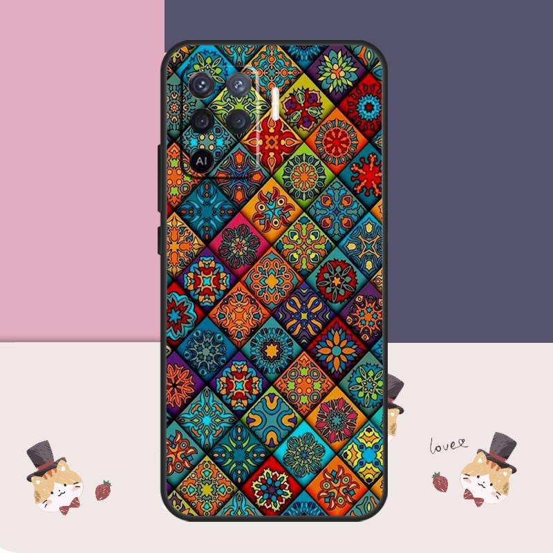 Винтажный ретро чехол с цветочным узором в клетку Для Oppo A94 A74 A54 A18 A38 A58 A78 A98 A80 A60 A40 A96 A76 A16 A15 A17 A57 A77 A5 Pro