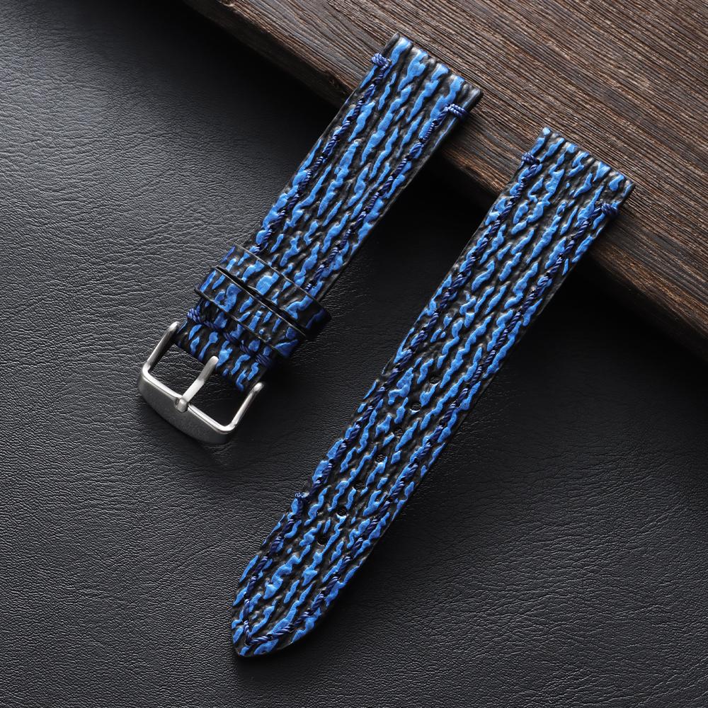 Винтажный ремешок для часов из коровьей кожи 18/20/22 мм, ручная работа, натуральная кожа, матовый, полированный, тисненый узор под змеиную или акулью кожу, ремешки