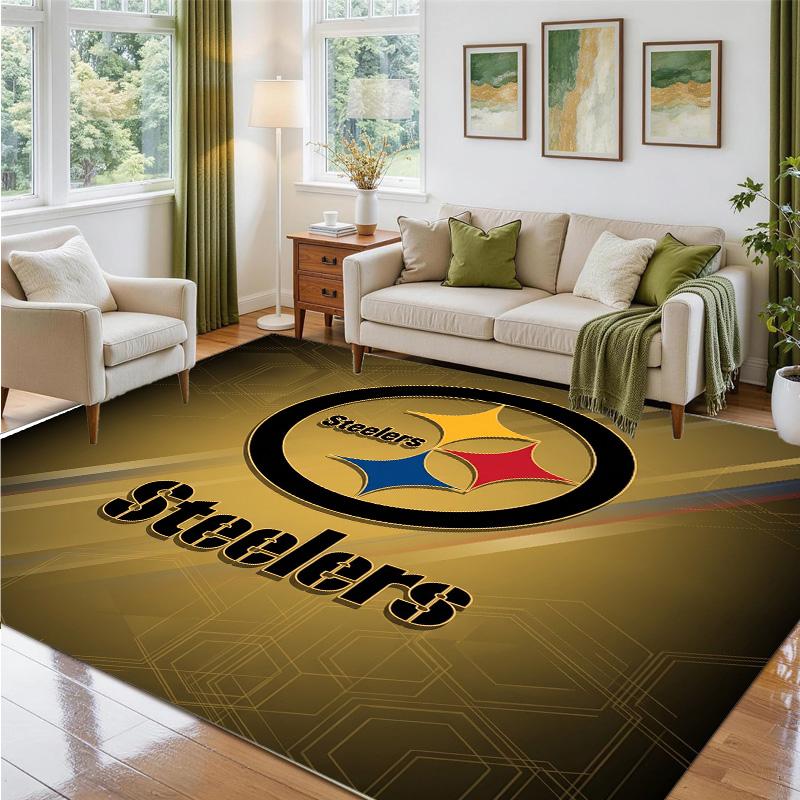 Pittsburgh Steelers Design Crystal Velvet Rug Soft Decorative Mat for Bedroom Entrance