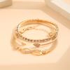 3PCS Vintage Infinity Heart Crystal Rhinestone Bracelet Set for Women Female Gold Color Metal Adjustable Bracelets Fashion Jewelry