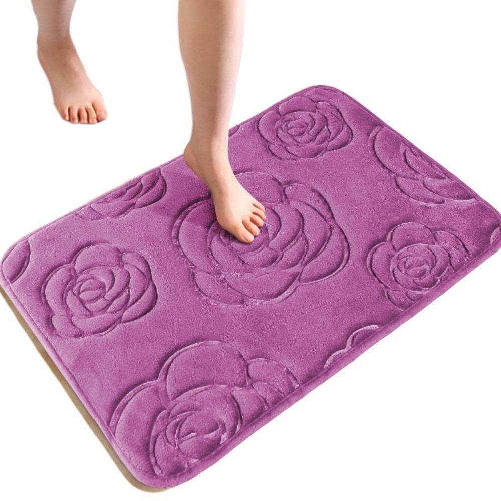 Machine Washable Coral Velvet Carpet Polyester Bathroom Rug Creative Non-Slip Mat Bathtub