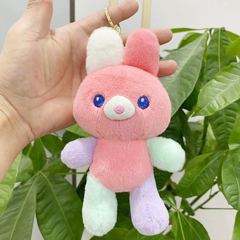 Cute Cartoon Animal Plush Keychain Figures Featuring Colorful Bears And Dogs