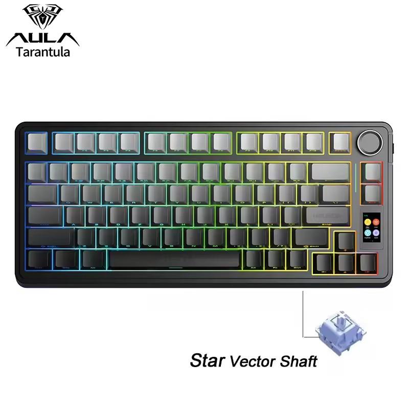 AULA S75 Pro Wireless Mechanical Keyboard 75% Hot Swap RGB Backlit PBT Keycaps 4000mAh LED Screen Knob Gaming Keyboard for PC