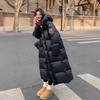 Зимняя черная и золотая пуховая хлопковая одежда для женщин, зимняя новая длинная хлопковая одежда до колена, утолщенные свободные хлопковые куртки