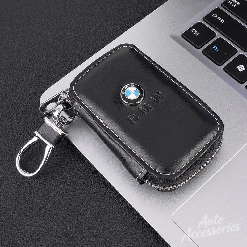 BBIL9 Leather Car Badge Key Bag Keychain Storage Pendant For BMW MINI M Sport 1 3 5 7 Series X1 X2 X3 X4 X5 X6 X7 Keyring Accessories