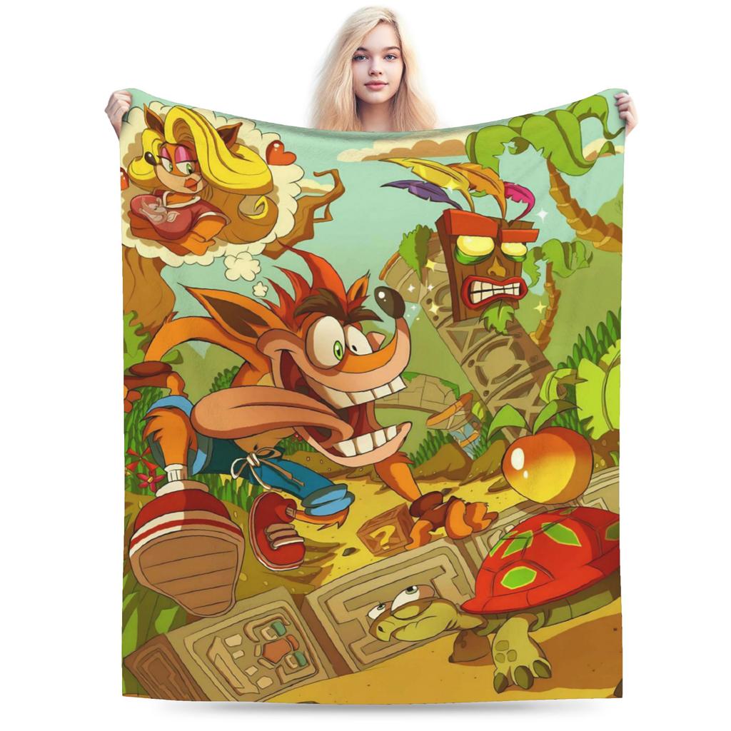 C-Crash B-Bandicoot Blanket Warm Soft Graphic Plush Bedding Throws For Girls Boys Home Decor Flannel Bedspread Bed Cover