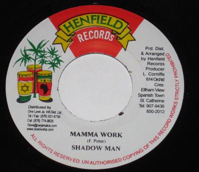 Пластинка 7 дюймов SHADOW MAN Mamma Work NONE Henfield Record 2005 Ямайка Регги Ска Даб Б/у