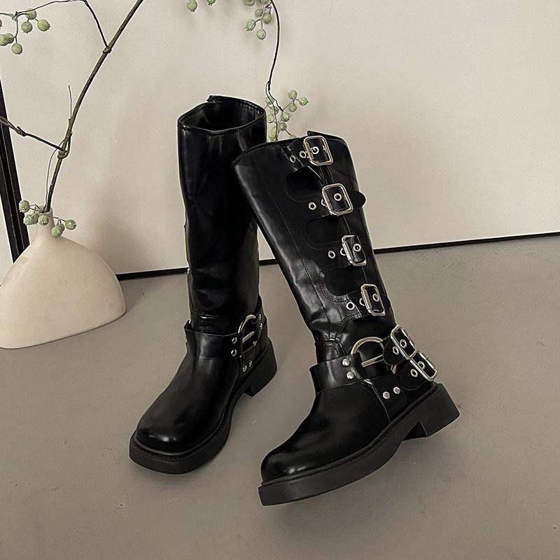 Ретро ботинки Мартина женская мода универсальный дизайн 2025 осень и зима новые коричневые высокие ботинки ковбойские ботинки женские ботинки