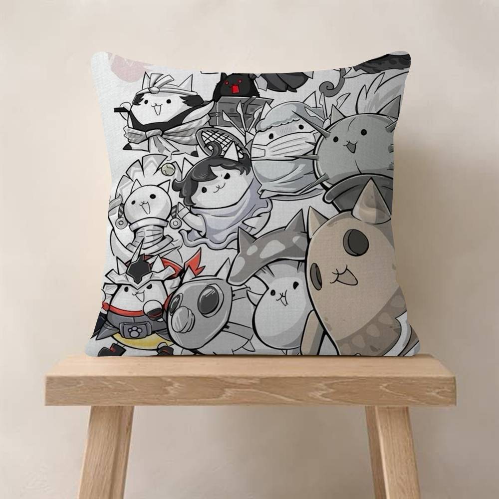 Game BBattle Cats Anime Cushion Cover Car Throw Pillow Case For Sofa Car Christmas Gift 40x40cm 45x45cm