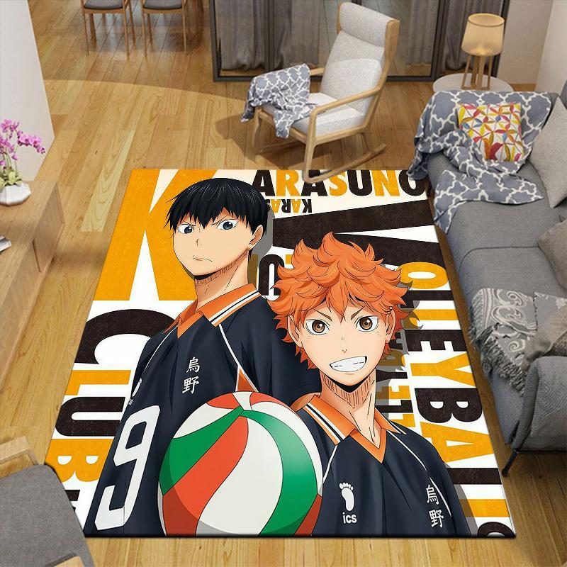 Haikyuu Flannel Pattern Square Carpet,Area Rug,Carpet Rug for Living Room Bedroom Sofa Playroom Decor,Non-slip Floor Mat