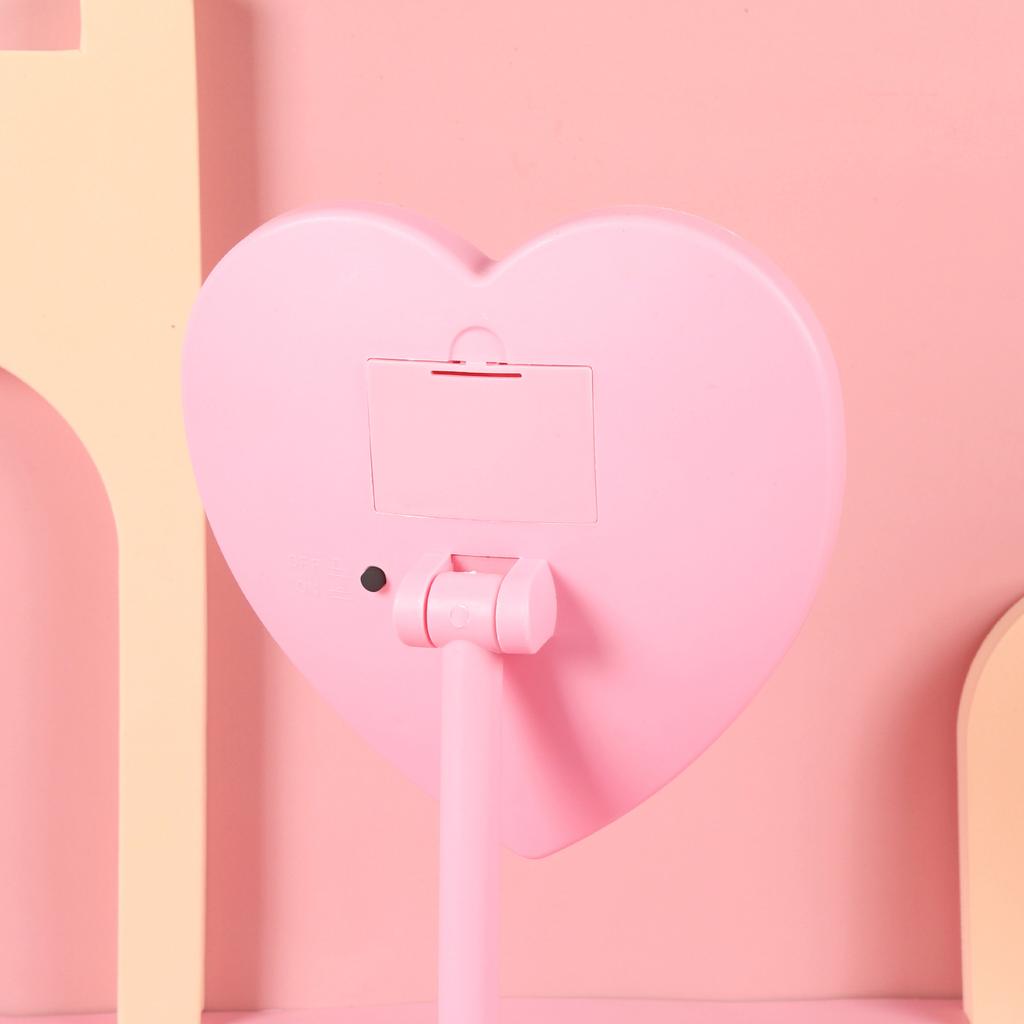 Зеркало для макияжа в форме сердца со светодиодной подсветкой, 3-х цветное, на подставке, настольное, перезаряжаемое, косметическое, портативное, с подсветкой