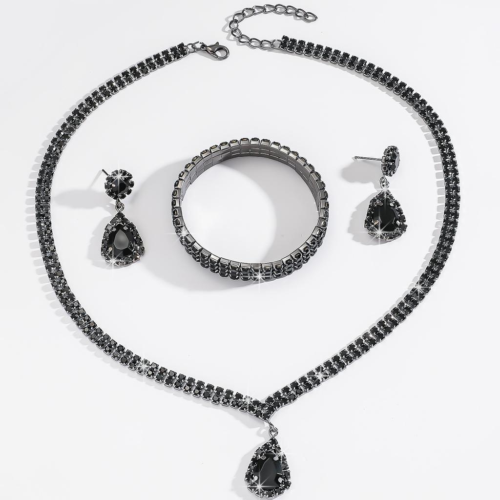 4 шт. Женский модный набор украшений в виде капли воды: ожерелье, серьги, браслет с цирконами. Подходит для свадьбы, вечеринки, фестиваля. Подарки-8427