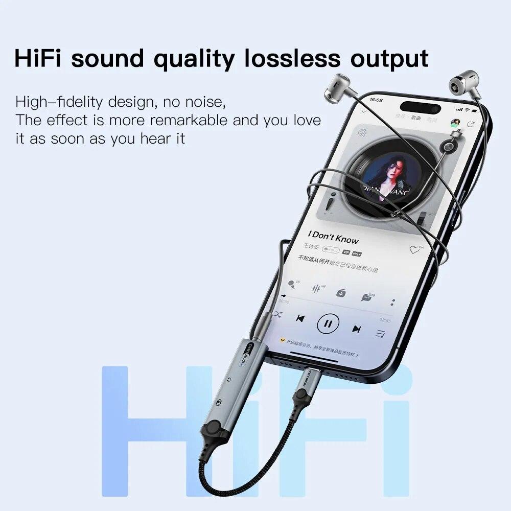 KEYSION Наушники 3 в 1 типа C до 3,5 мм, ЦАП, аудио, двойной разъем для наушников типа C, адаптер PD60W, разветвитель для быстрой зарядки для iPhone 15