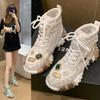Women's Rhinestone Short Boots New Fashion Durian Studded Thick Sole Shoes Outdoor Anti Slip Sports Casual Shoes Luxury 2024