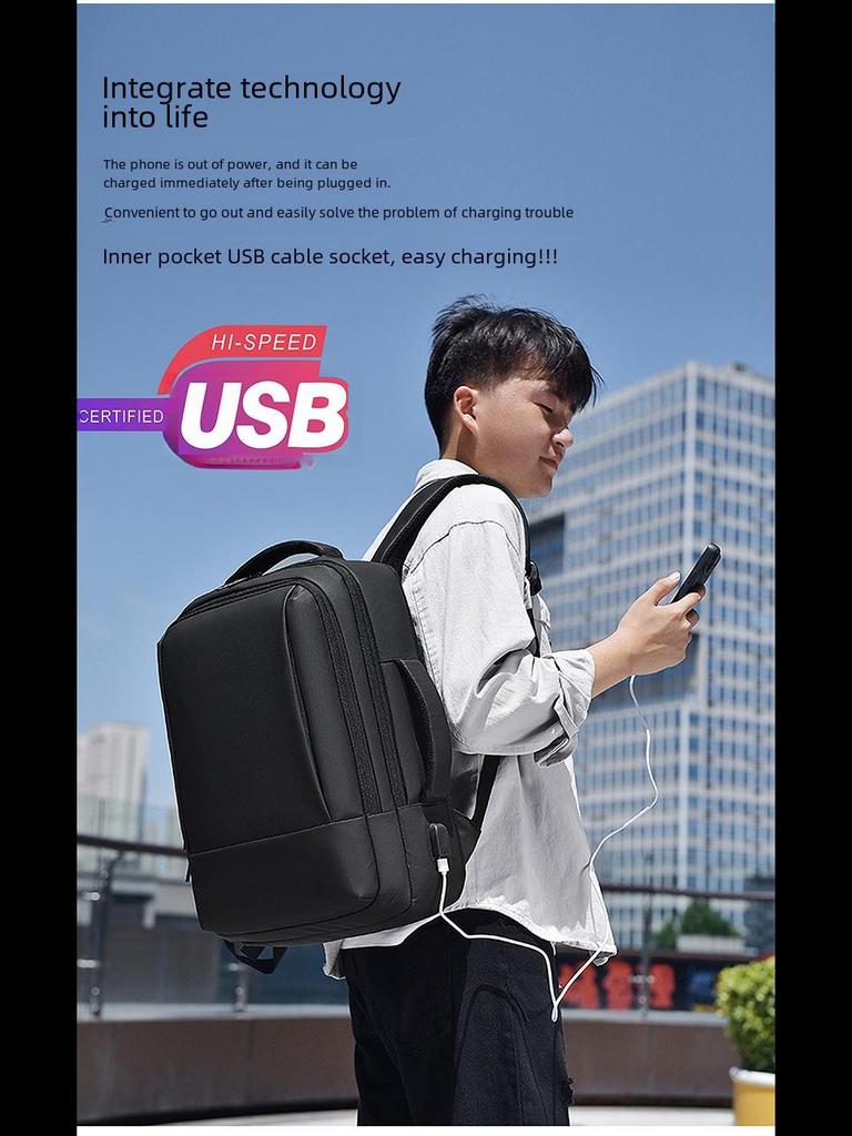 Мужской водонепроницаемый деловой рюкзак большой вместимости — высококачественная расширяемая дорожная сумка для ноутбуков 17,3 дюйма