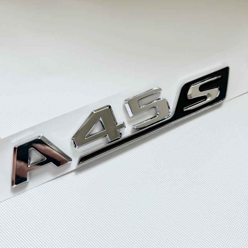 3D ABS Chrome Black Red Letters Car Trunk Badge Sticker For Mercedes Benz A45 AMG W177 W176 A45S Emblem Auto Accessories