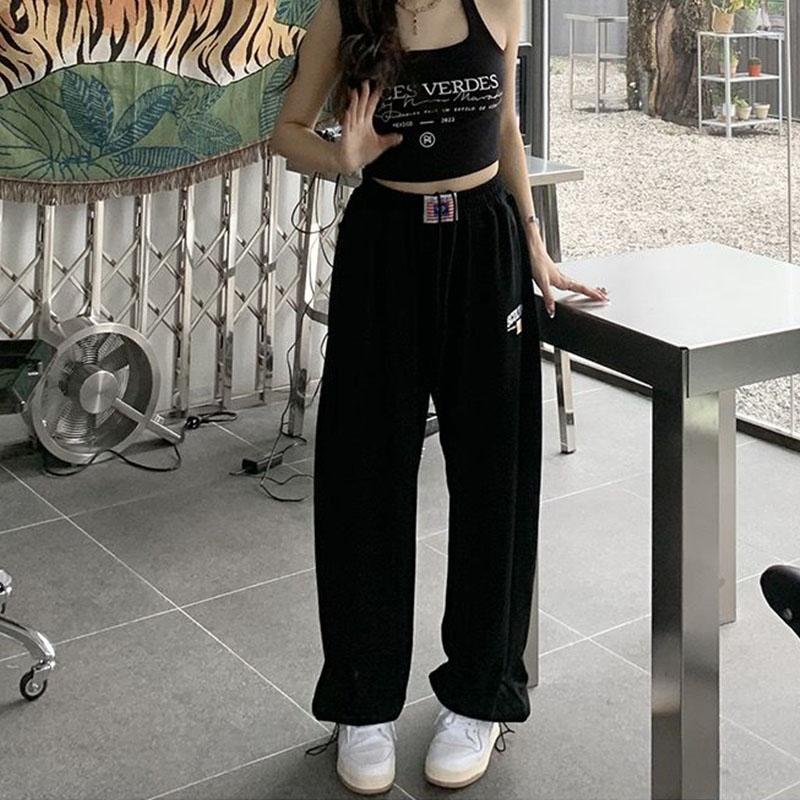 Женская одежда Спортивные штаны для бега Большие размеры Harajuku Мешковатые спортивные брюки Kpop Прямые широкие брюки Корейский стиль Мода