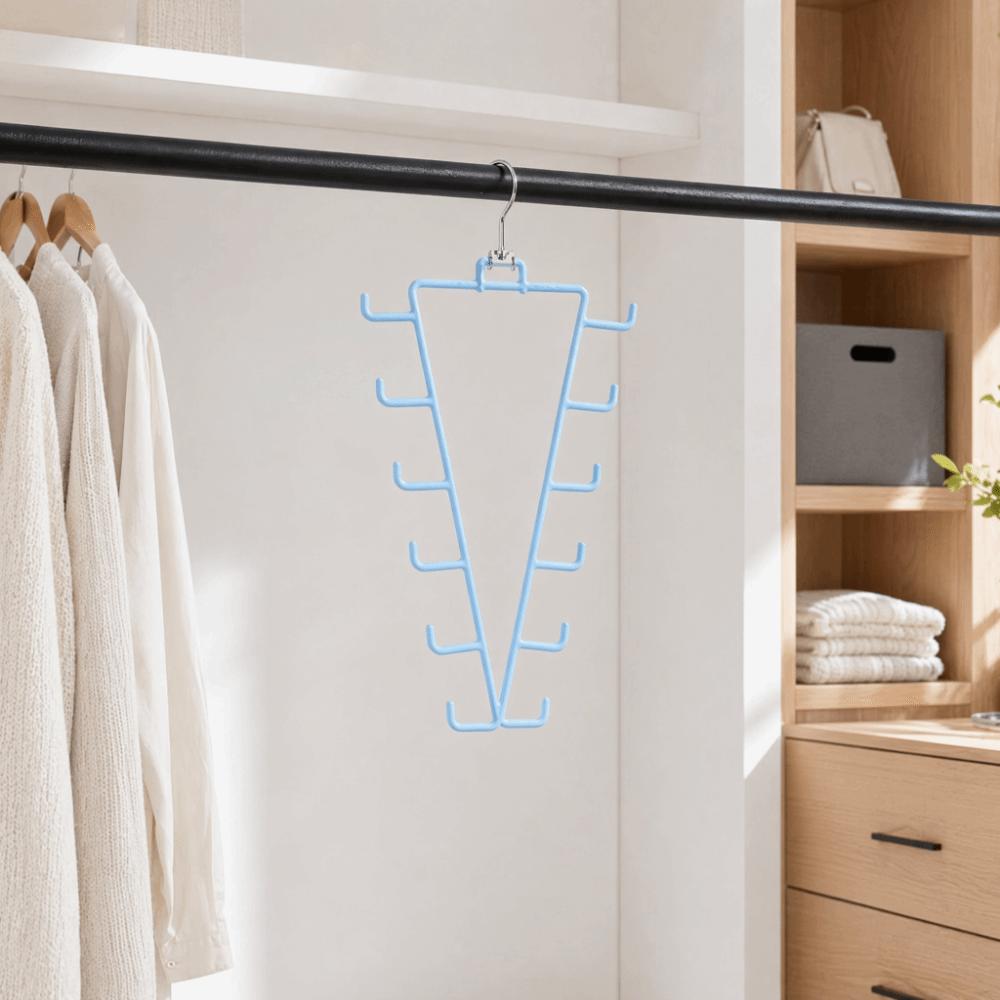 2Pcs 12 Hooks Metal V Shaped Hanger Rotatable Laundry Hanger Hat Storage Rack Scarf Hanging
