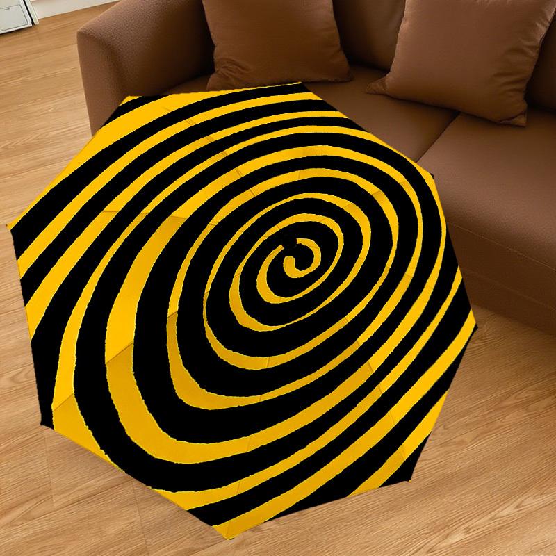1PC Spiral Yellow Umbrella-9-Rib Reinforced, Automatic Open, Lightweight & Durable, Cute Fashion Accessory for Outdoor-P0793