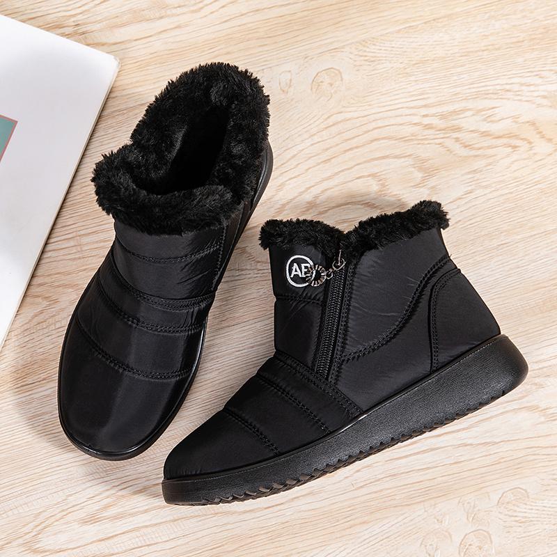 Женские водонепроницаемые зимние ботинки, зимние нескользящие плюшевые ботинки с искусственным мехом, женские пуховые ботинки на плоской подошве, сохраняющие тепло, с хлопковой подкладкой