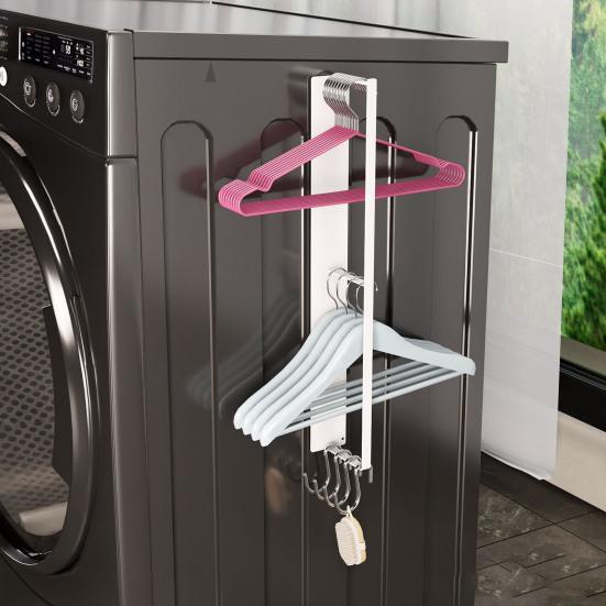 Магнитная вешалка для одежды, вешалка для белья, органайзер для вешалок, прочный держатель для вешалок из углеродистой стали, экономящий место в прачечной