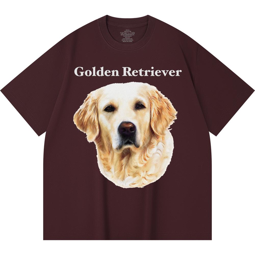 Футболка из 100% хлопка плотностью 230 г/м2 с принтом золотистого ретривера, забавная футболка из чесаного хлопка в стиле Харадзюку
