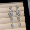 Zircon Pearl Pendant Earrings French Retro Temperament Stud Earrings Niche Light Luxury High-end Earrings Women