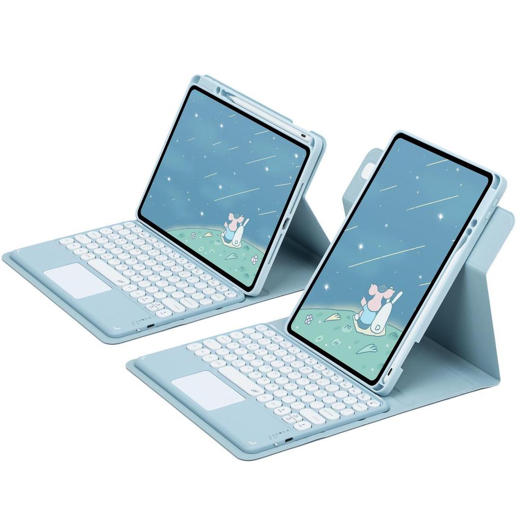 "Вращающийся акриловый чехол для iPad 10-го поколения со слотом для стилуса, 10,2-дюймовая магнитная Bluetooth-клавиатура и кожаная обложка"