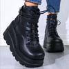 2024 New Fashion Gothic Black Boots Ankle Shoes On Heels Platform Sneakers Chunky for Women Luxury Designer Casual Rock Booties
