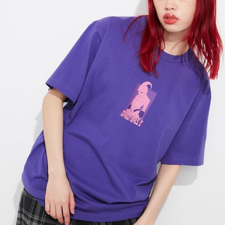 UNIQLO Dragon Ball Collaboration SS23 Series Majin Buu Print Short Sleeve T-Shirt Unisex Tops Purple 463104-74